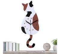 Cute Wall Clock Cat Design With Swing Tail Battery Operated | Kitchen Wall Clocks | Decorative Cat Design With Swing Tail For Businesses Rental Living Room Kitchen Hotel Restaurant Apartment