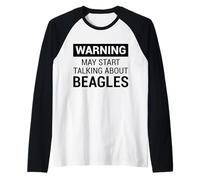 Cute Warning Design for Beagle Owners and Dog Fans Camiseta Manga Raglan