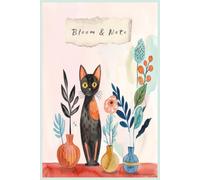 Cute Watercolor Cat Lined Notebook: Bloom & Note Aesthetic Botanical Black Cat Journal 6x9 Inches 120 Pages Lined Notebook for Women, Girls, Cat Lovers, School & Office Supplies, Gift