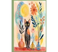 Cute Watercolor Cat Lined Notebook: Sage Green Aesthetic Botanical Black Cat Journal 6x9 Inches 120 Pages Lined Notebook for Women, Girls, Cat Lovers, School & Office Supplies, Gift