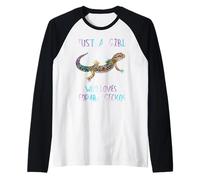 Cute Watercolor Lizard Just A Girl Who Loves Leopard Geckos Camiseta Manga Raglan