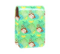 Cute Watercolor Monkey-01 - Estuche portátil para pintalabios para viajes, mini caja de almacenamiento de lápiz labial con espejo para mujeres y mujeres, bolsa de cosméticos de cuero, Varios colores, 9.5x2x7 cm/3.7x0.8x2.7 in