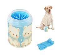 Cute White Bear Art - Taza limpiadora de patas de mascotas portátil con cepillo de silicona para perros medianos a grandes