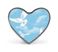 Cute White Dove Brooch Pins Heart Badge Collar Lapel Pins Dress Coat Accessories for Women Men