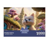 Cute White Puppy 1000 Piezas Cartón Fuerte Rompecabezas Fairy Tale Landscape Liberador De Estrés Juego Creativo Puzzle para Niños Pequeños 38x26cm/1000pcs