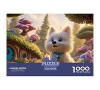Cute White Puppy 1000 Piezas Cartón Rompecabezas Fairy Tale Landscape Liberador De Estrés Juego Familiar Puzzle para Adultos Y Niños 52x38cm/1000pcs