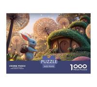 Cute White Rabbit Carrying An Easter Bag 1000 Pzas Papel Premium Rompecabezas Whimsical Hilltop House Desafiante Jigsaw Educativo Adultos 70x50cm/1000pcs