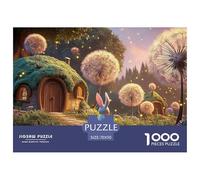 Cute White Rabbit Carrying An Easter Bag 1000 Pzas Papel Premium Rompecabezas Whimsical Hilltop House Alivio Estrés Jigsaw Regalo Amigos 70x50cm/1000pcs