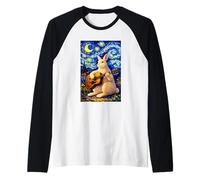 Cute White Rabbit Playing Guitar Whimsical Bunny Art Music Camiseta Manga Raglan