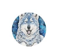 Cute White Wolf - 4 tarjetas de ambientador para coche, desechables, para colgar, para vehículos, aroma a lavanda