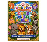Cute Wild Animals Coloring Book: 40 Fun & Easy Jungle & Safari Animal Coloring Pages for Kids Ages 3-8 (Little Paws Coloring Adventure)