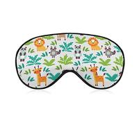 Cute Wild Animals Sleep Mask Cartoon Jungle Animal Blindfold para dormir Elástico Blackout Eye Mask Cover para toda la noche de sueño, viaje y siesta