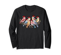 Cute Winter Birds on Branch Nature Lover Cozy Christmas Manga Larga