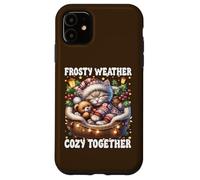Cute Winter Cat Cuddle with Teddy Bear Cozy Christmas Vibes Carcasa para iPhone 11