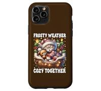 Cute Winter Cat Cuddle with Teddy Bear Cozy Christmas Vibes Carcasa para iPhone 11 Pro