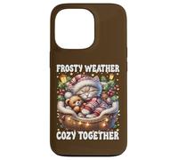Cute Winter Cat Cuddle with Teddy Bear Cozy Christmas Vibes Carcasa para iPhone 13 Pro