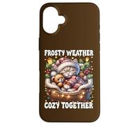 Cute Winter Cat Cuddle with Teddy Bear Cozy Christmas Vibes Carcasa para iPhone 16 Plus