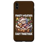 Cute Winter Cat Cuddle with Teddy Bear Cozy Christmas Vibes Carcasa para iPhone XS MAX