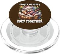 Cute Winter Cat Cuddle with Teddy Bear Cozy Christmas Vibes PopSockets PopGrip para MagSafe