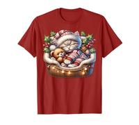 Cute Winter Cat For Kitten Mom and Dad Red Christmas Vibes Camiseta