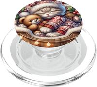 Cute Winter Cat For Kitten Mom and Dad Red Christmas Vibes PopSockets PopGrip para MagSafe