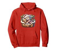 Cute Winter Cat For Kitten Mom and Dad Red Christmas Vibes Sudadera con Capucha