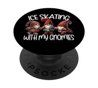 Cute Winter Gnomes For Xmas Ice Skating with My Gnomies PopSockets PopGrip Adhesivo