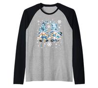 Cute Winter Gnomes with Snowflakes Snowball Decor & Snowman Camiseta Manga Raglan