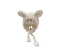 Cute Winter Warm Kids Girl Boys Baby Hat Lace-up Plush Hat with Ear Decor Solid Color Ear Protection Hat Soft Newborn Bonnet Hat