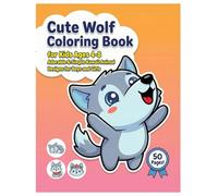 Cute Wolf Coloring Book for Kids Ages 4-8 | 50 Adorable & Simple Kawaii Animal Designs for Boys and Girls