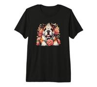 Cute Womens Girls Floral Flowers English Bulldog Lover Camiseta Premium