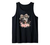 Cute Womens Girls Flowers Bow Cane Corso Puppy Lover Camiseta sin Mangas