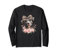 Cute Womens Girls Flowers Bow Cane Corso Puppy Lover Manga Larga