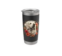 Cute Womens Girls Flowers Floral Great Pyrenees Lover Vaso térmico de acero inoxidable de doble pared