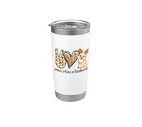 Cute Womens Girls Kawaii Peace Love Lionhead Rabbit Lover Vaso térmico de acero inoxidable de doble pared