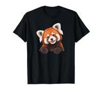 Cute Womens Girls Kids Moms Peeking Pocket Red Panda Lover Camiseta
