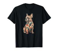 Cute Womens Girls Multicolored Folk Art French Bulldog Lover Camiseta