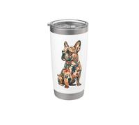 Cute Womens Girls Multicolored Folk Art French Bulldog Lover Vaso térmico de acero inoxidable de doble pared