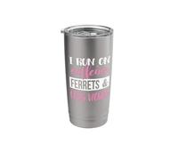 Cute Womens Girls Run on Caffeine & Words Ferret Lover Vaso térmico de acero inoxidable de doble pared