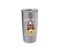 Cute Womens Girls Sunflowers Mom Basset Hound Dog Lover Vaso térmico de acero inoxidable de doble pared