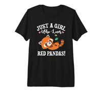 Cute Womens Kids Kawaii Girl Who Loves Red Panda Lover Camiseta Premium