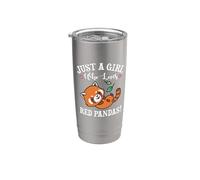 Cute Womens Kids Kawaii Girl Who Loves Red Panda Lover Vaso térmico de acero inoxidable de doble pared