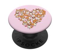 Cute Womens Love Kawaii Valentines Day Heart Corgi Dog Lover PopSockets PopGrip Adhesivo