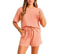 Cute Women's Soft Ribbed Knit Romper Short Sleeve Drawstring Waist Casual Loungewear Playsuit with Pockets Black Summer Vacation Outfit