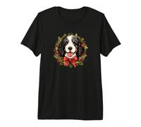 Cute Wreath Christmas Bernedoodle Dog Lover Camiseta Premium