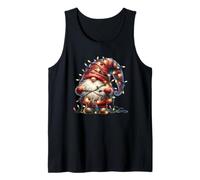 Cute Xmas GNOME Graphic For Family Colorful Christmas Lights Camiseta sin Mangas