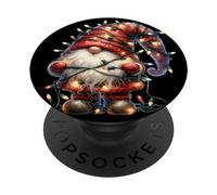 Cute Xmas GNOME Graphic For Family Colorful Christmas Lights PopSockets PopGrip Adhesivo