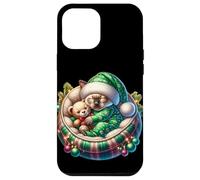 Cute Xmas Siamese Cat Cuddle with Teddy Bear At Christmas Carcasa para iPhone 12 Pro MAX