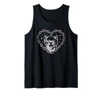 Cute Y2K Cat Chain Heart EMO Goth 90s 2000s Vintage Graphic Camiseta sin Mangas