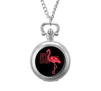 Cute Zero Flocks Given Flamingo - Reloj de bolsillo vintage con colgante de aleación, collar de regalo para hombres y mujeres, Estilo plateado, talla única